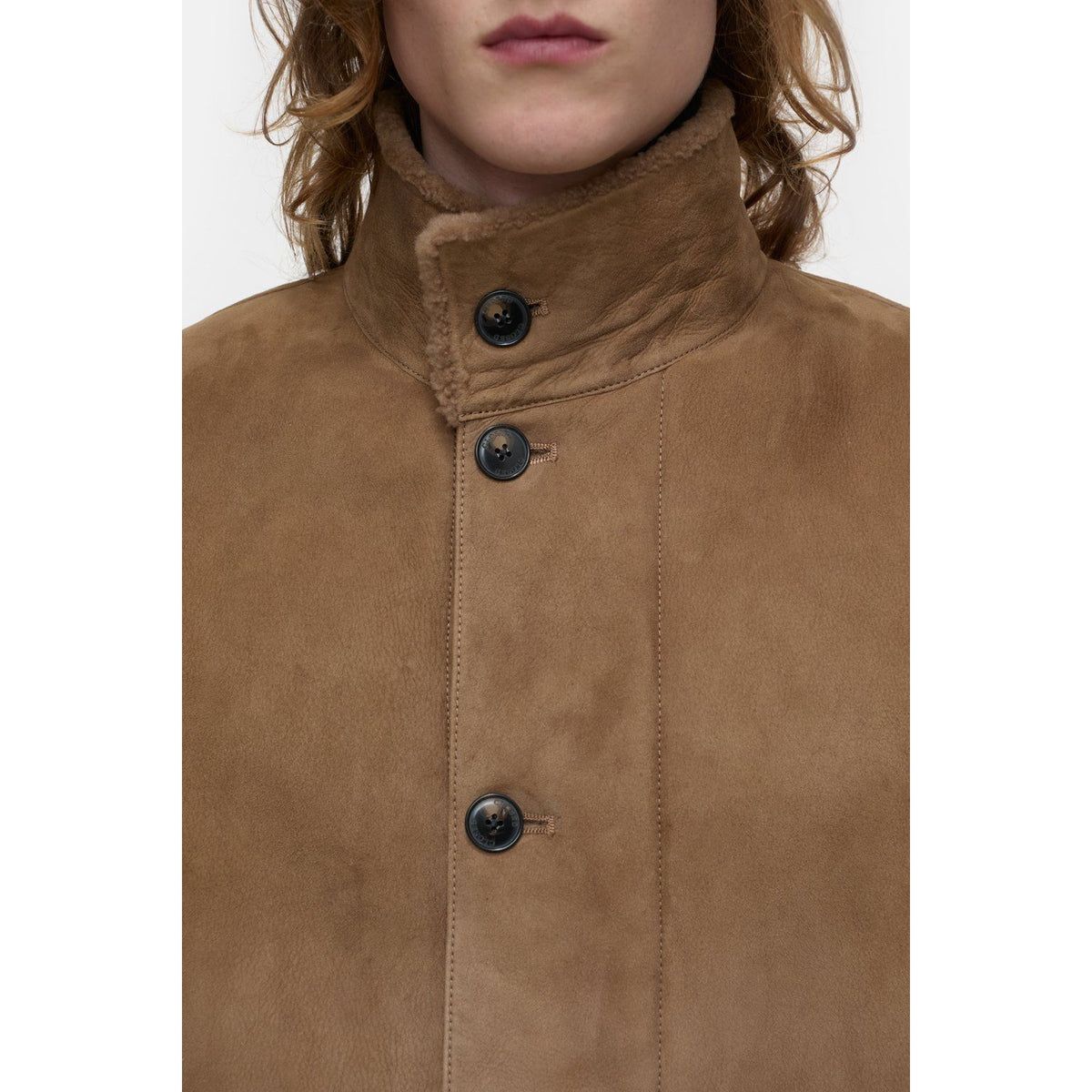 Men's chestnut lambskin jacket by Closed Men's, featuring a soft leather exterior and classic design for stylish warmth.