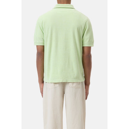 Men's polo collar shirt in bud green by Closed Men's, featuring a classic fit and short sleeves.