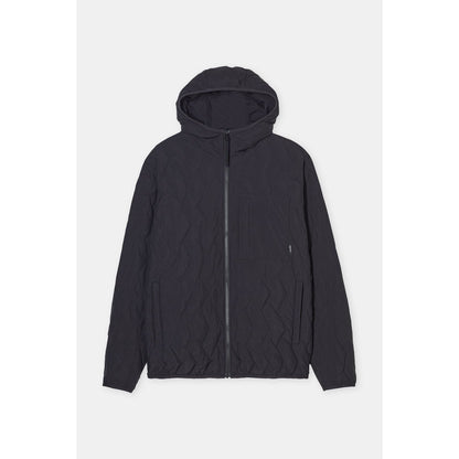 Men's black quilted jacket by Closed Men's, showing the front view with padded quilted design and stand-up collar.