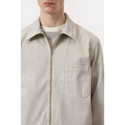 Men's flax beige shirt with zipper detail by Closed Men's, featuring a stylish collar and casual fit.