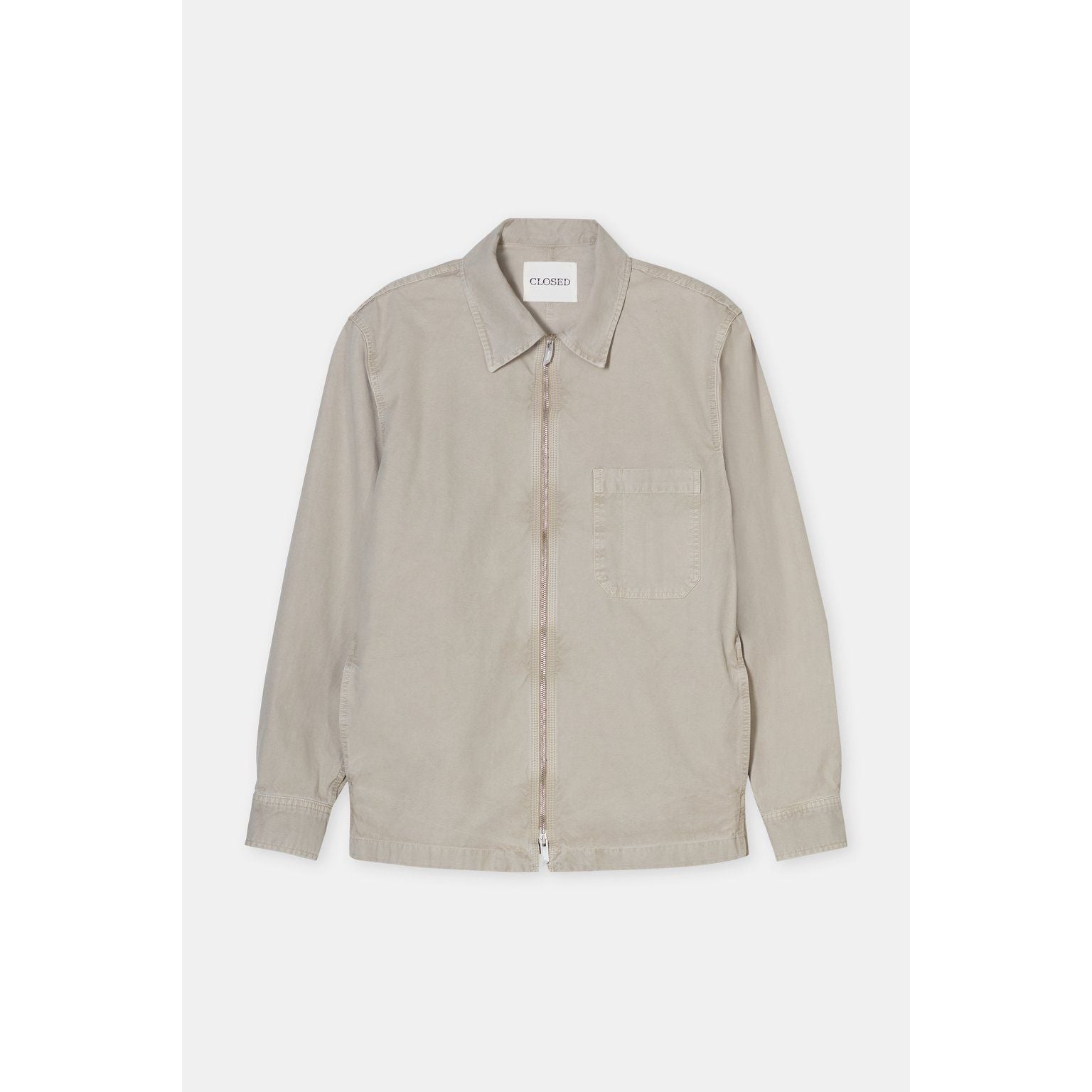 Men's beige flax shirt with zipper from Closed Men's, featuring a casual fit and stylish design.