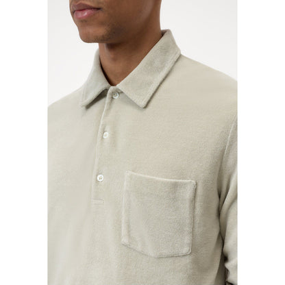 Men's Cloud Grey Terry Toweling Polo Shirt by Closed Men's, showing the soft textured fabric and classic fit.