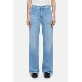 Light blue women's Aria Comfort Stretch Flared Jean by Closed Women's, showing the denim's fit and stylish flare.