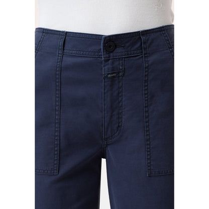Women's Aria Flared Chino Pant in Dark Night by Closed, shown in dark navy color, with a high-waisted, flared leg style.