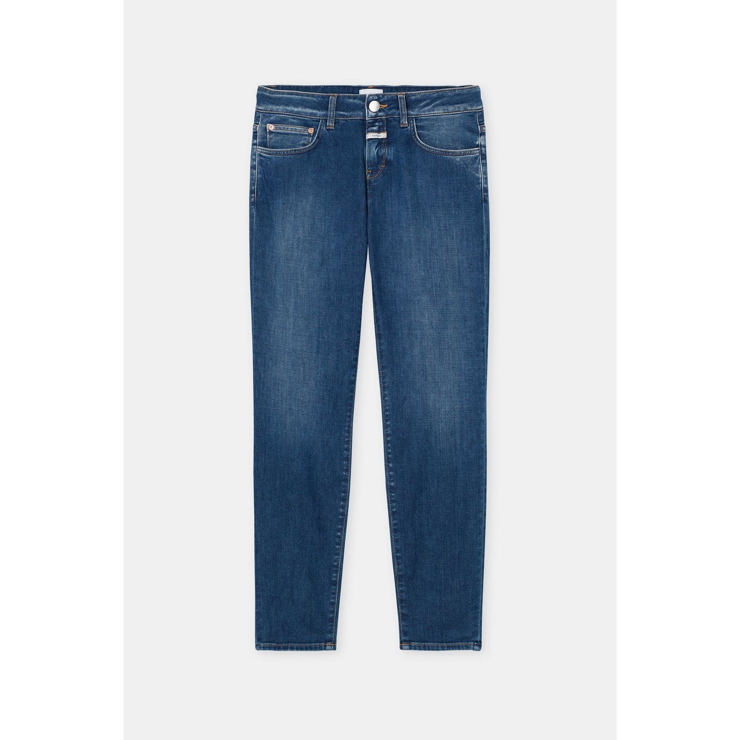Women's Baker Skinny Jean by Closed in dark blue denim, fitted style, with classic five-pocket design and slim fit silhouette.