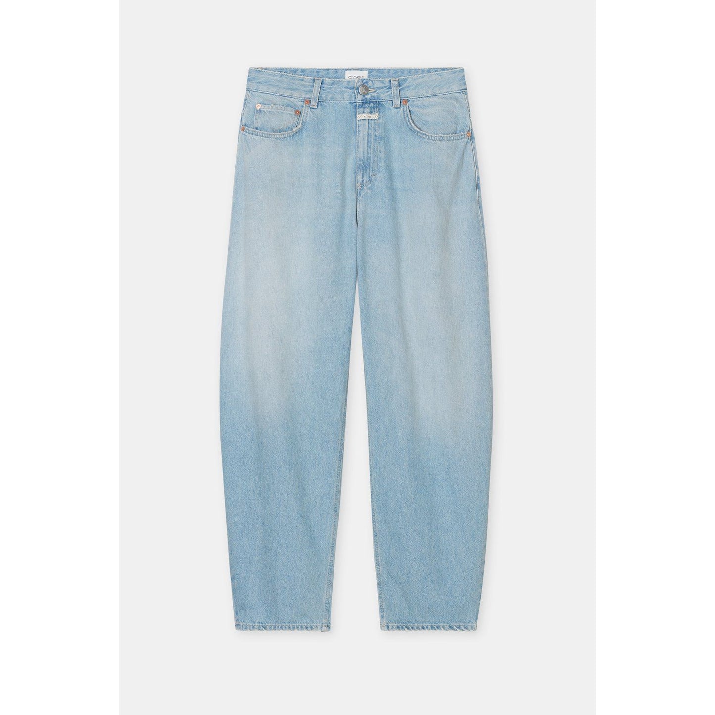 Light blue women's Jazzie Barrel Jeans by Closed Women's, featuring a relaxed fit and classic denim style.