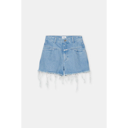 Light blue women's Jocy-X denim shorts by Closed Women's with distressed details and rolled hems, styled on a model.