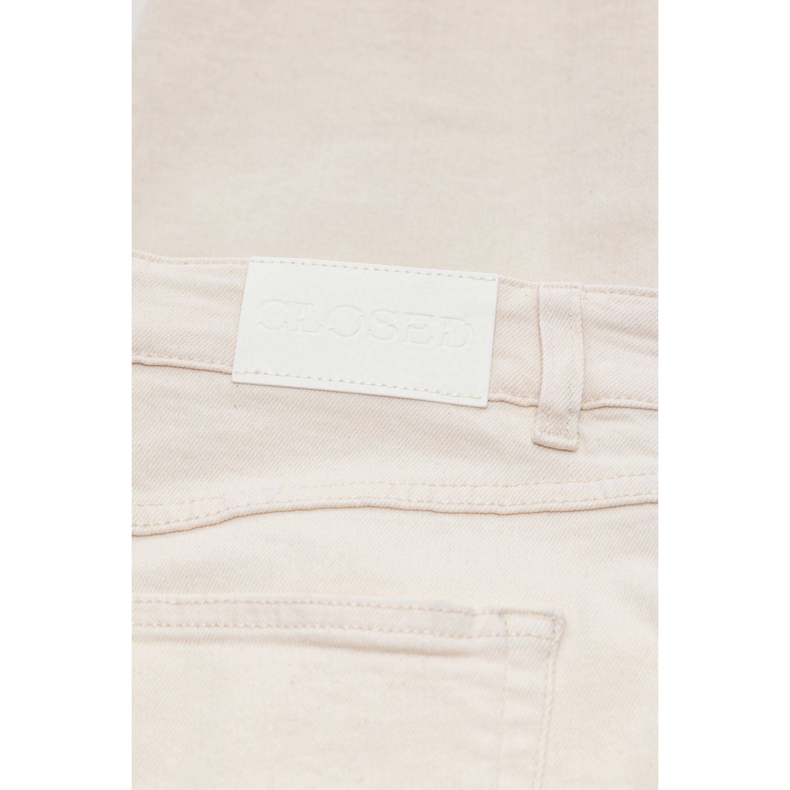Women's ivory Milo Comfort Stretch Straight Jean by Closed, shown in a natural fit with a classic straight-leg style.