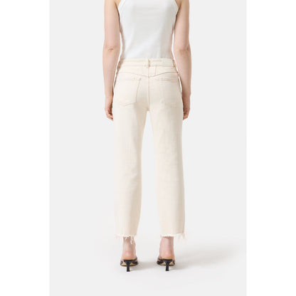 Women's Ivory Milo Comfort Stretch Straight Jeans by Closed, featuring a fitted waist and classic straight-leg style.