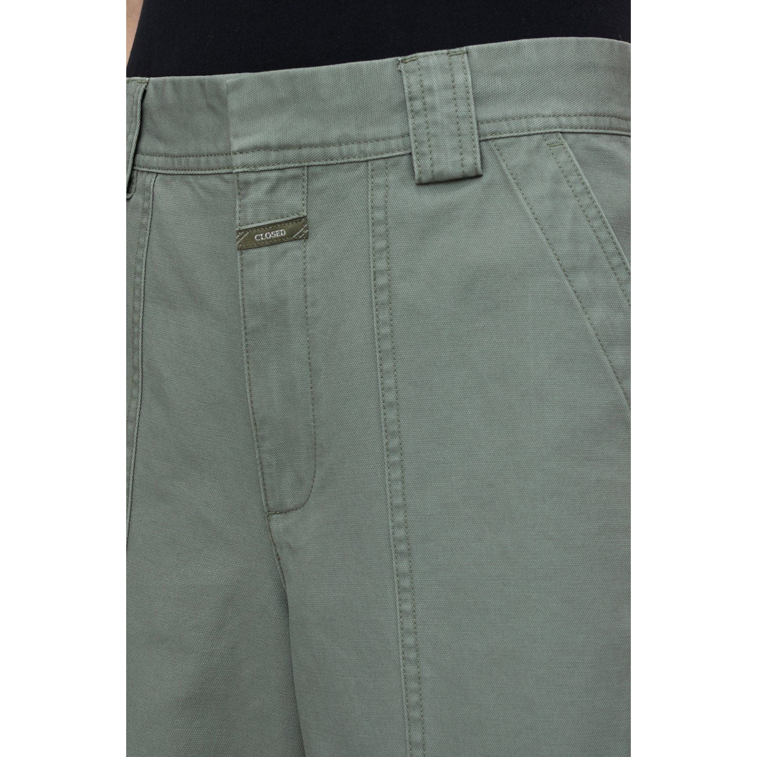 Women's Rhannon Barrel Pants in faded green by Closed Women's, showcasing relaxed fit and stylish design.