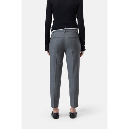 Women's Sonnett Slim Pant in Dark Grey Melange by Closed, showing the slim fit and soft fabric texture.