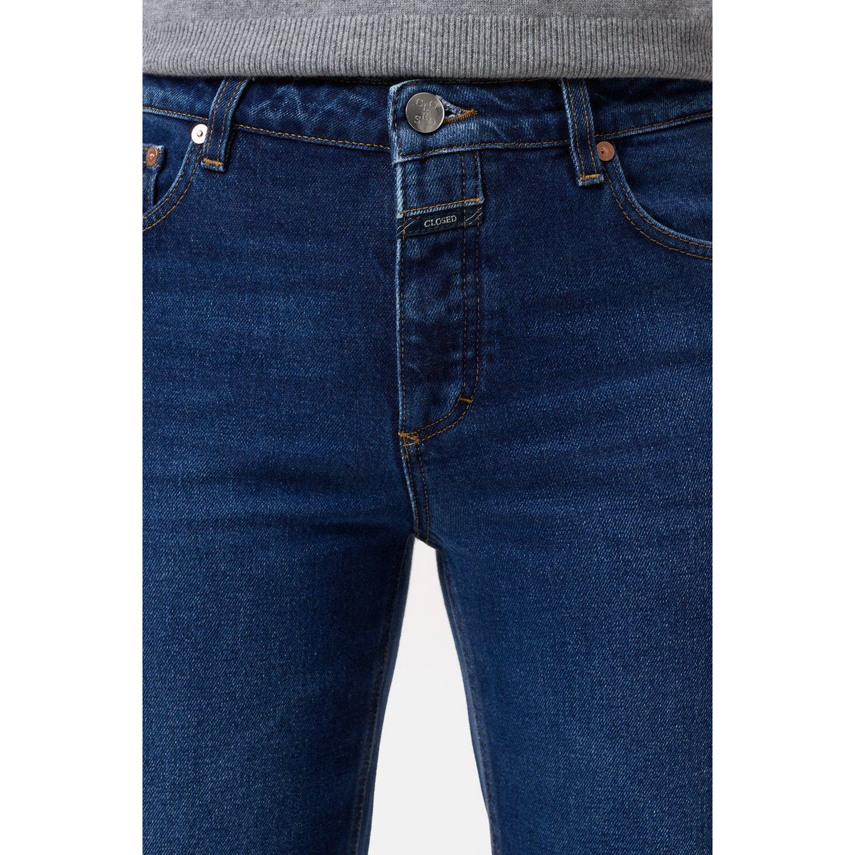 Closed Women's Gillan Comfort Stretch Wide Jean in dark blue, showcasing the relaxed fit and classic denim style.