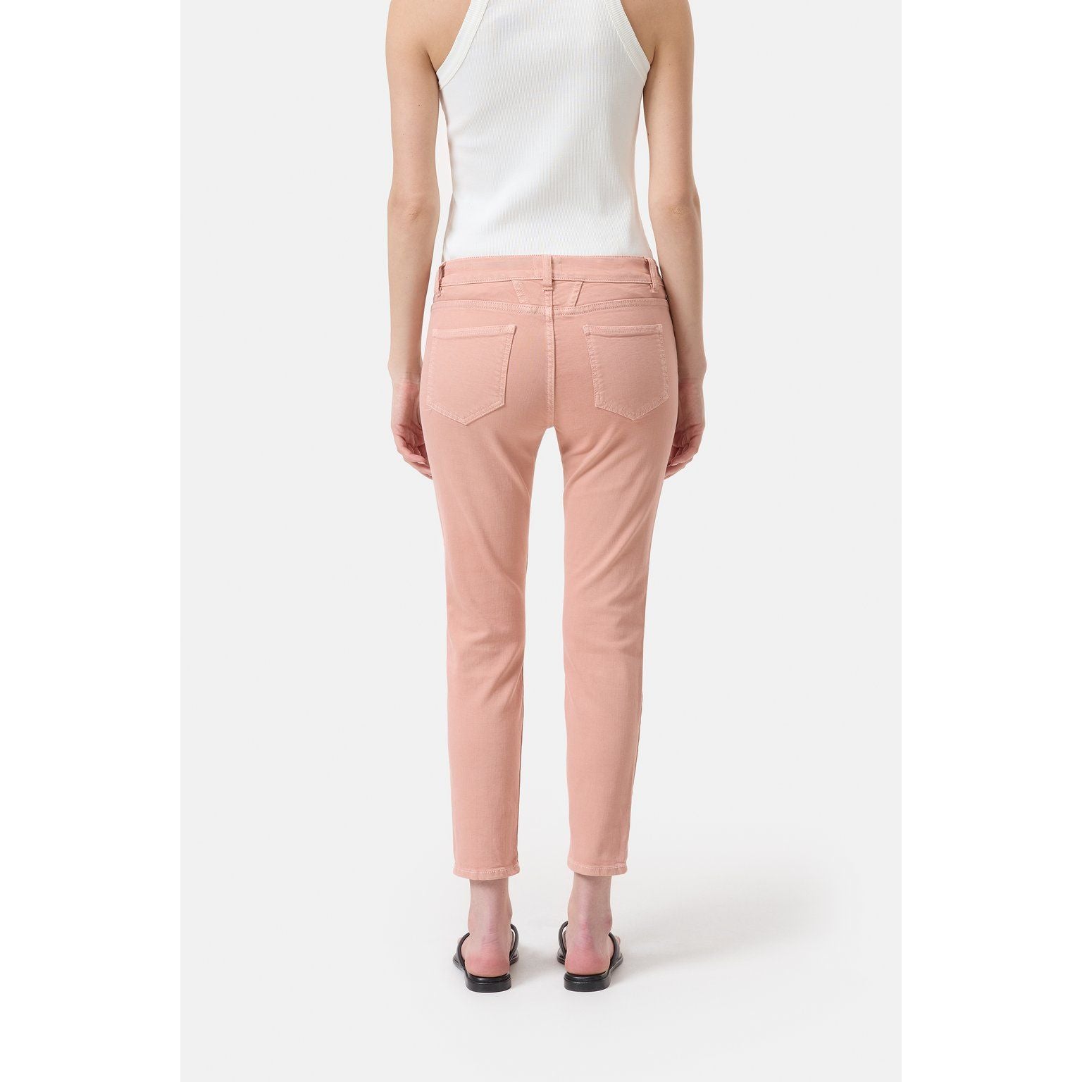 Closed Women's Baker Power Stretch Jeans in terracotta rose, showing the fitted stretch denim with classic five-pocket design.