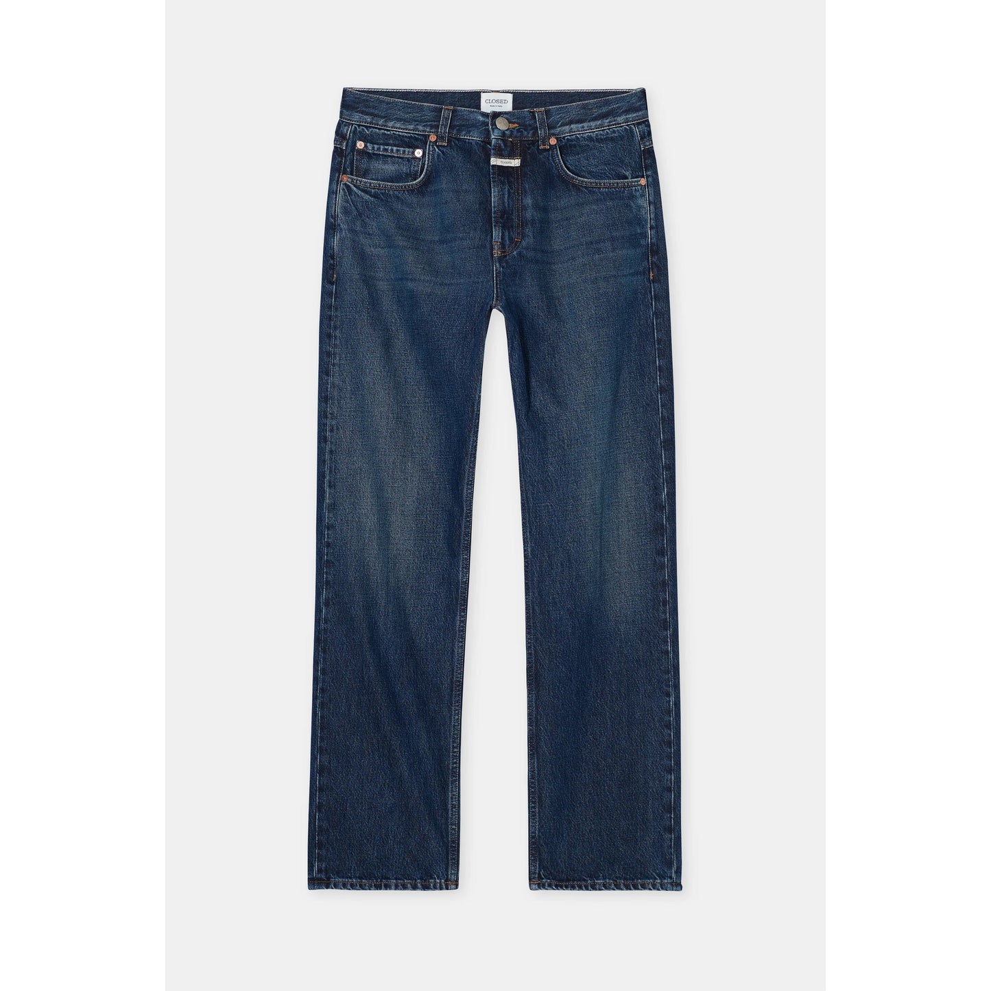 Dark blue women's Jonta Relaxed Jean by Closed Women's, showing the fit and fabric texture of the casual denim pants.
