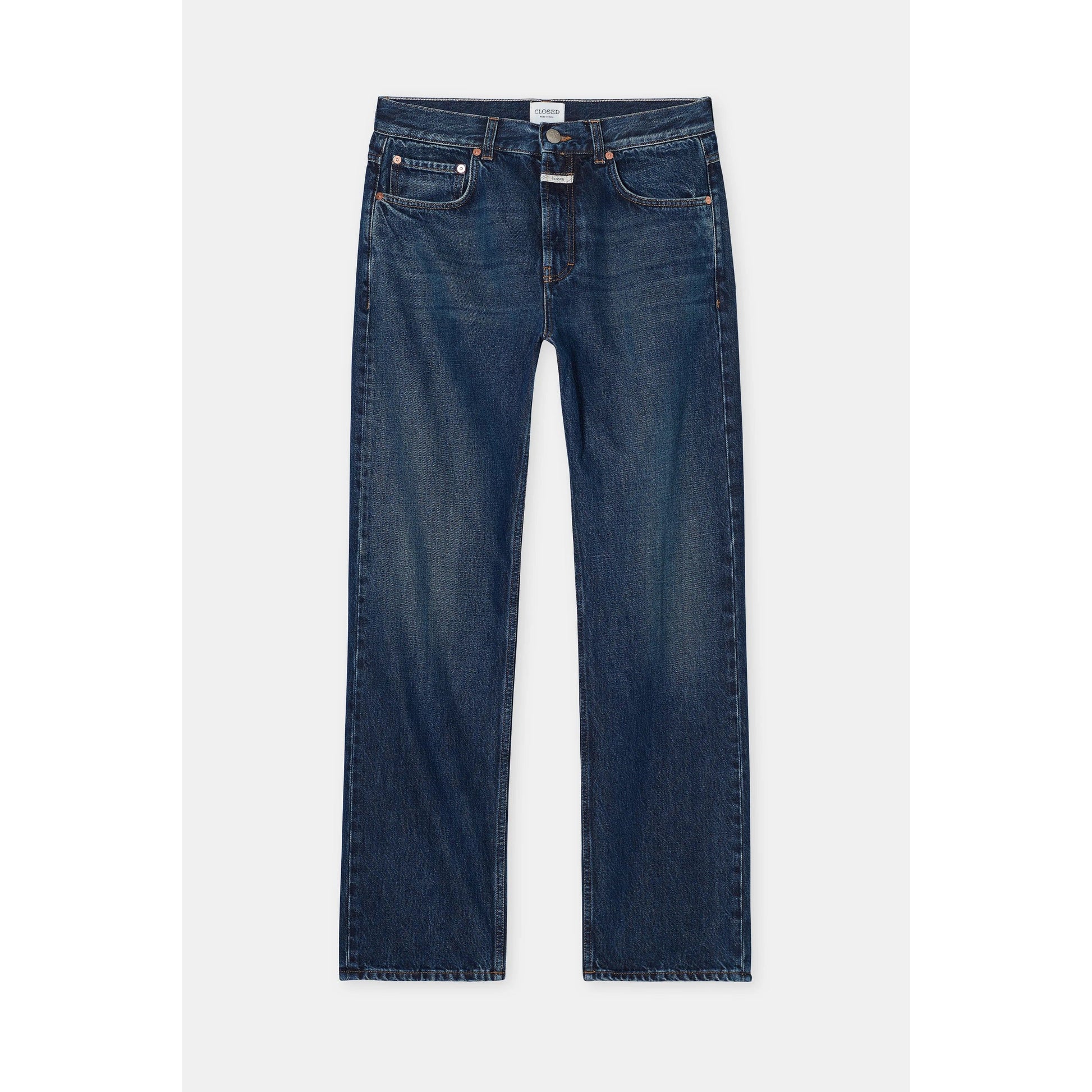 Dark blue women's Jonta Relaxed Jean by Closed Women's, showing the fit and fabric texture of the casual denim pants.