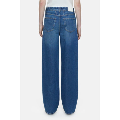 Closed Women's Nikka Wide Jean in mid blue denim, featuring a relaxed fit and classic five-pocket design.