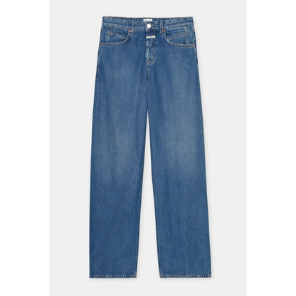 Women's Nikka Wide Jean in mid blue denim, featuring relaxed fit and classic five-pocket design by Closed Women's.