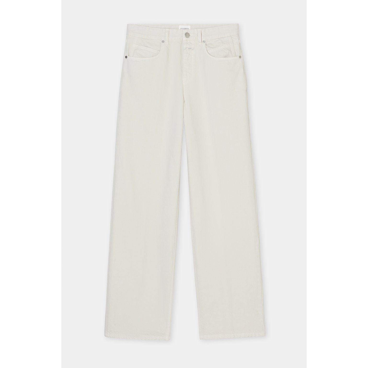Women's Nikka Wide Jean in Stone Beige by Closed, showcasing the relaxed fit and stylish denim fabric.