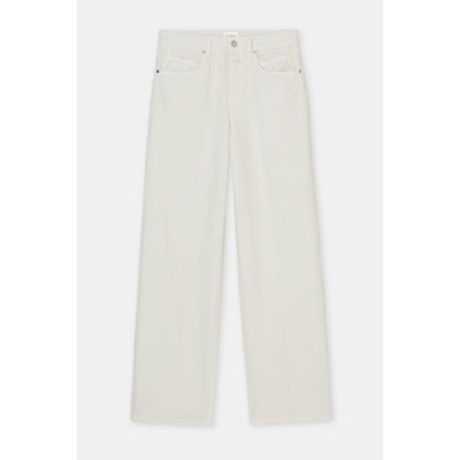 Women's Nikka Wide Jean in Stone Beige by Closed, showcasing the relaxed fit and stylish denim fabric.