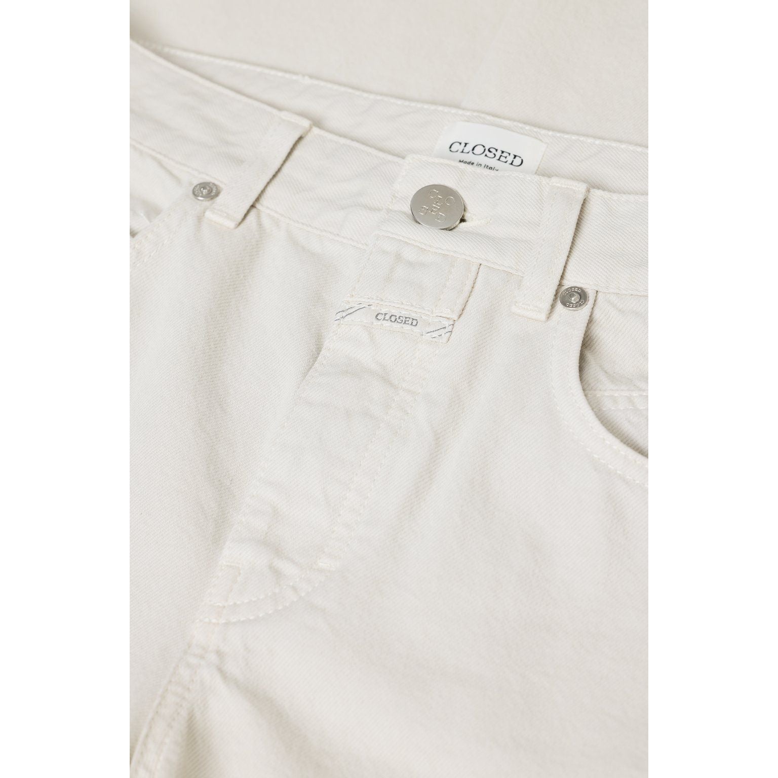 Women’s Nikka Wide Jean in stone beige by Closed, showing the relaxed fit and classic denim texture on a neutral background.