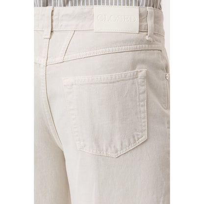 Closed Women's Nikka Wide Jean in stone beige, with a relaxed fit, high waist, and classic denim style, shown on a model.