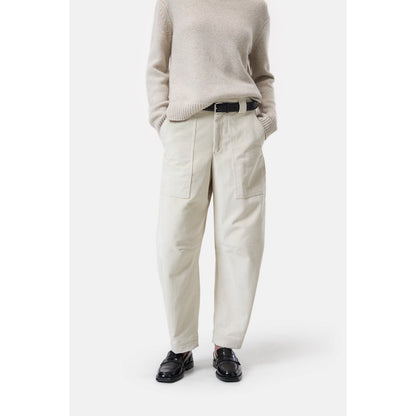 Closed Women's Rhannon Relaxed Corduroy Pants in Pearl Beige, showcasing their comfortable fit and textured fabric.