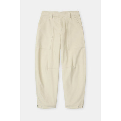 Women's Rhannon Relaxed Corduroy Pants in Pearl Beige by Closed, shown laying flat with a relaxed fit and textured corduroy fabric.