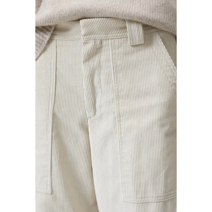 Women's Pearl Beige Rhannon Relaxed Corduroy Pants by Closed, showing the soft textured fabric and relaxed fit style.