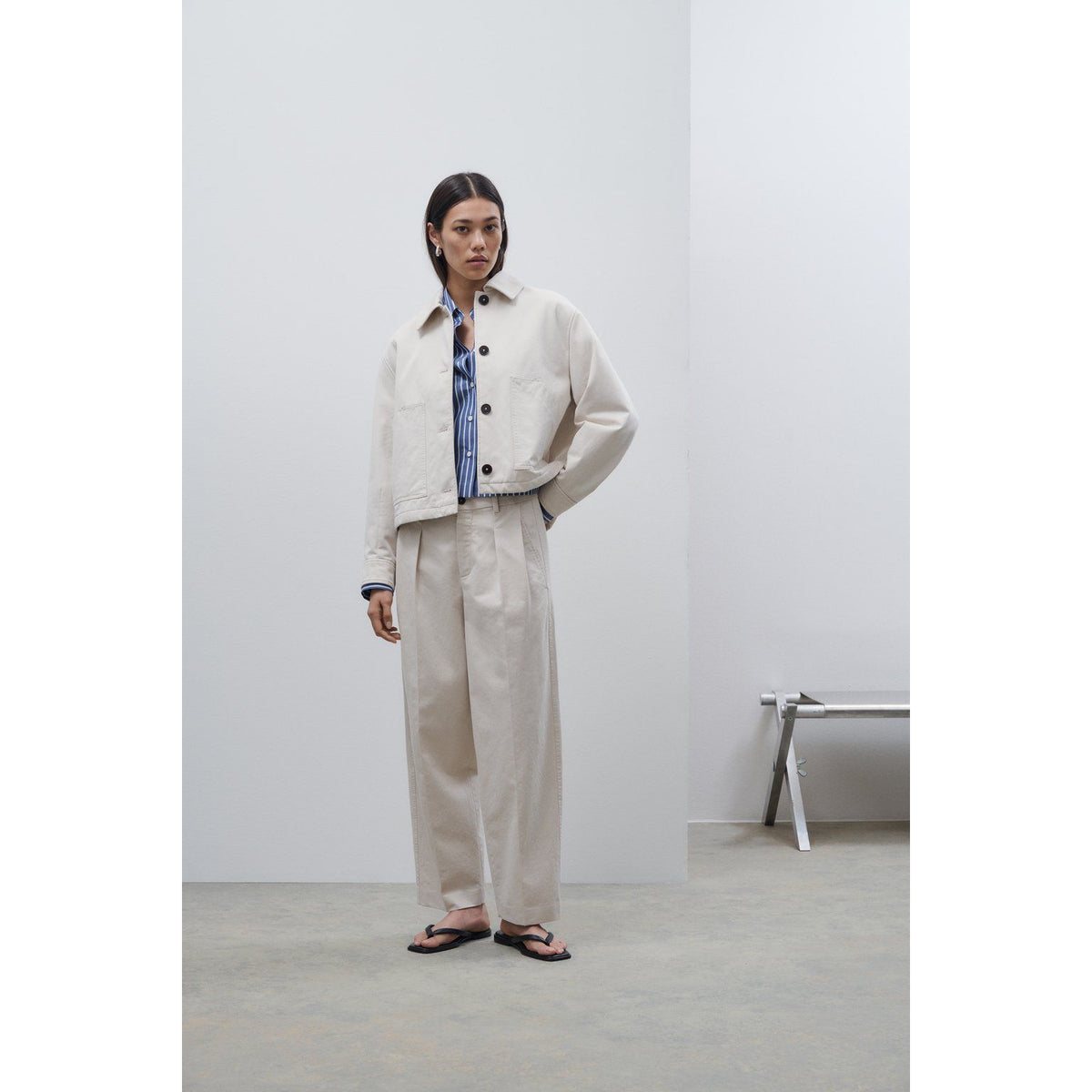Women's Ruthy Relaxed Pant in stone beige by Closed, featuring a comfortable fit and casual style, shown in the product image.