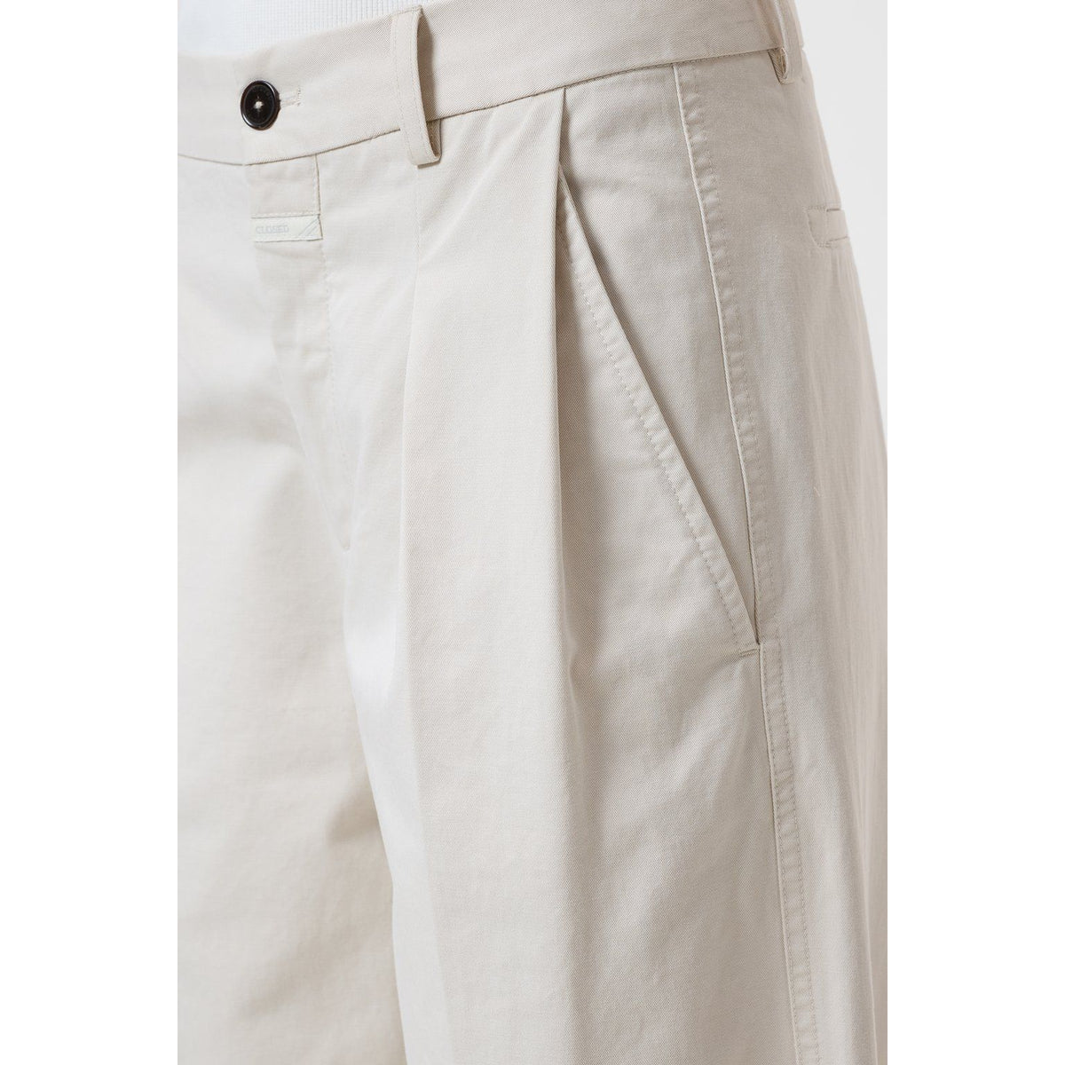 Women's Ruthy Relaxed Pant in Stone Beige by Closed, showing the comfortable, relaxed fit and soft fabric texture.