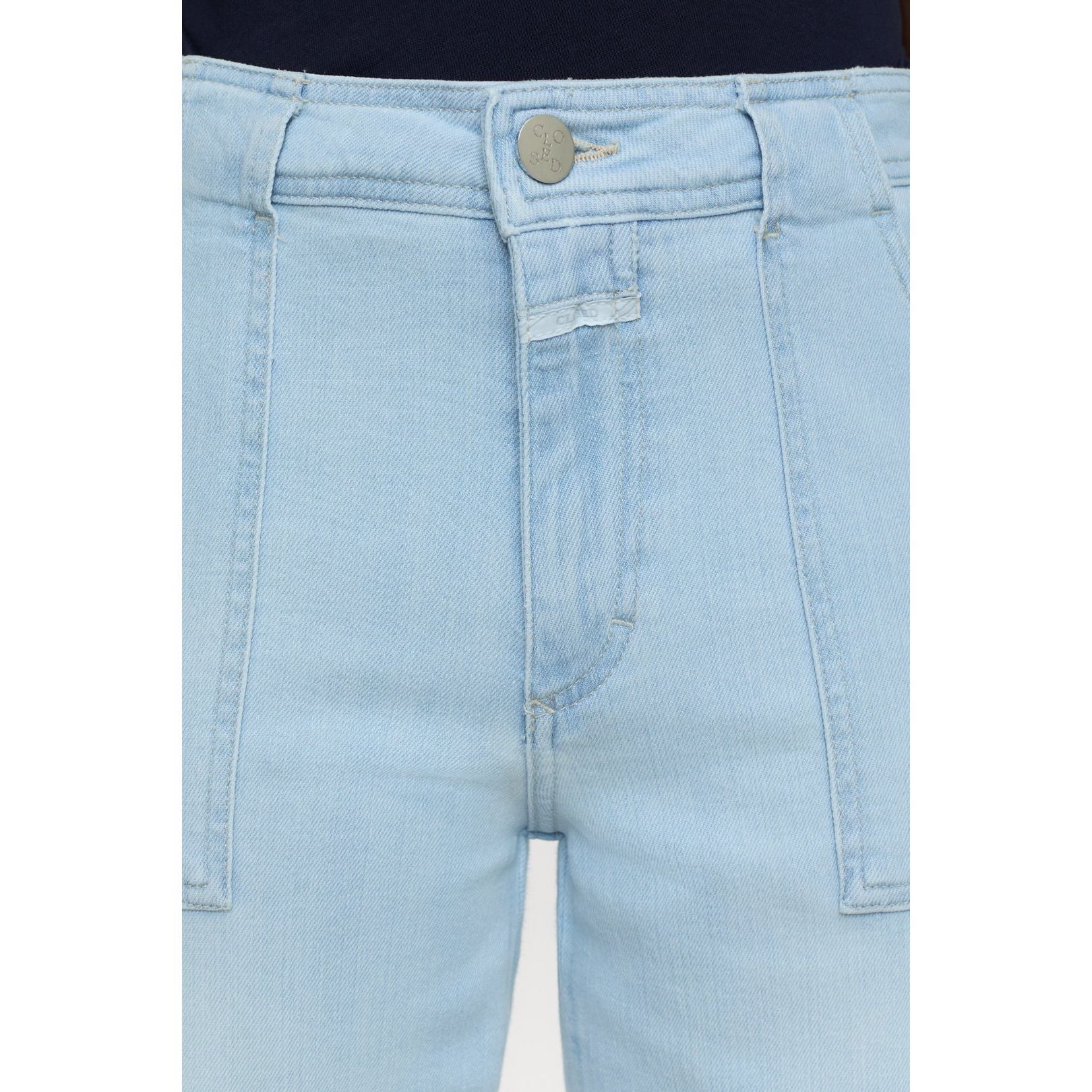 Light blue women's Aria Slim Jeans by Closed Women's, showing fitted denim with classic five-pocket design.