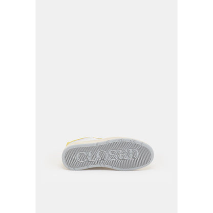 Women's primary yellow low-top sneaker by Closed Women's with white sole, featuring a sleek and stylish design.
