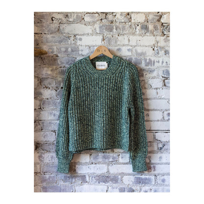 Closed Women's Mouliné Knitted Jumper in Midnight Lake, shown in a full view, featuring a cozy knit fabric and a stylish fit.