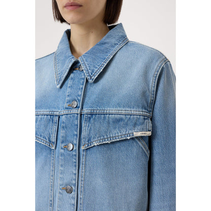 Women's mid blue 33° Denim Jacket by Closed Women's, shown in a casual fit with classic denim styling.