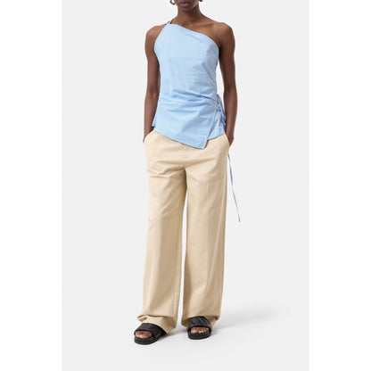 Women's cotton poplin wrap top in cornflower blue, featuring a stylish design and comfortable fit by Closed Women's.