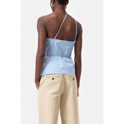 Women's cotton poplin wrap top in cornflower blue from Closed, featuring a stylish fit and lightweight fabric.