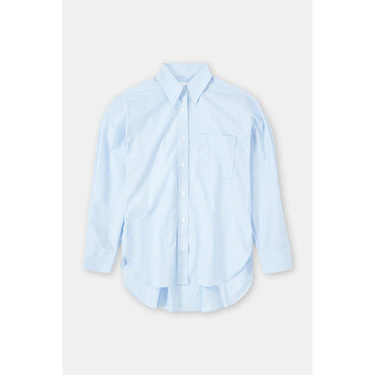Women's Lazio Blue Cotton Shirt Blouse by Closed, featuring a classic fit, long sleeves, and button-front design.