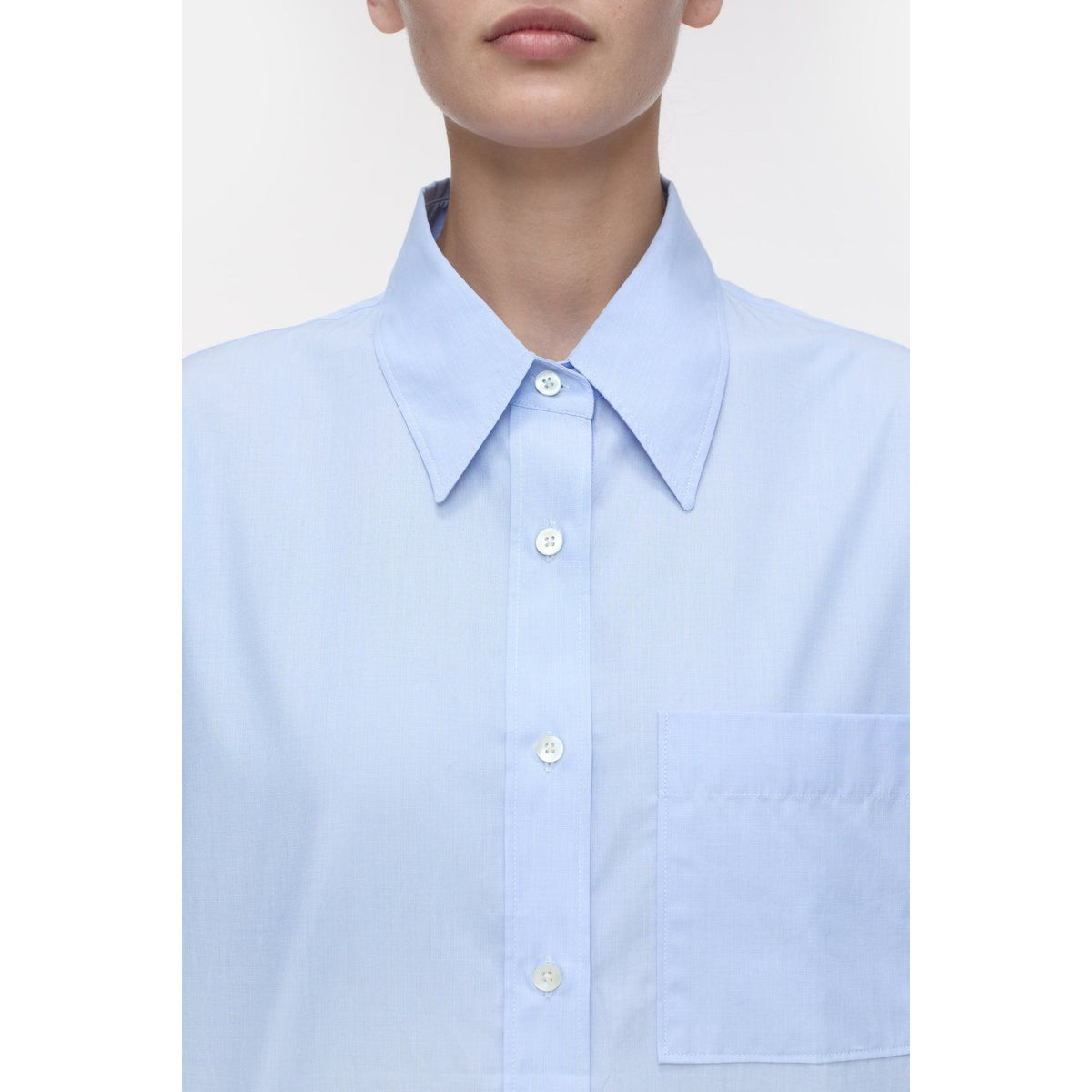 Women's Lazio Blue cotton blouse from Closed, featuring a classic button-up shirt design and relaxed fit.