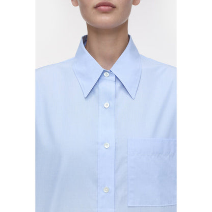 Women's Lazio Blue cotton blouse from Closed, featuring a classic button-up shirt design and relaxed fit.