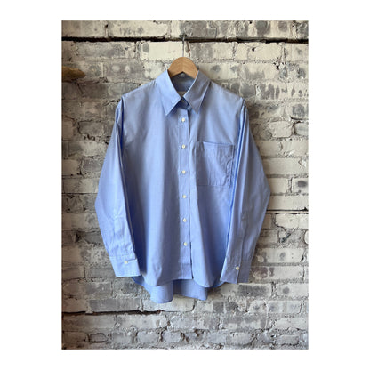 Women's Lazio Blue cotton blouse from Closed, featuring a classic button-up shirt style with long sleeves and a tailored fit.