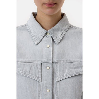 Light grey women's denim shirt by Closed Women's, featuring classic button-up design and casual fit.