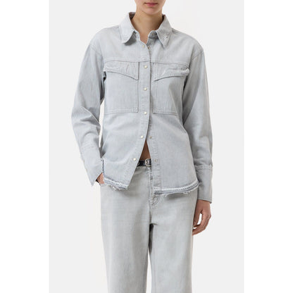 Light grey women's denim shirt by Closed Women's, featuring classic button-up design and casual style.