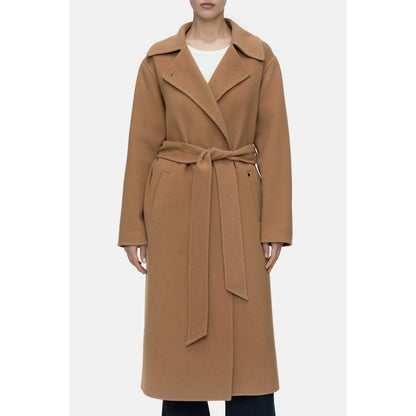 Women's DoubleFace Coat in Biscotti Brown by Closed, showcasing a stylish, warm outerwear with a double-faced design.