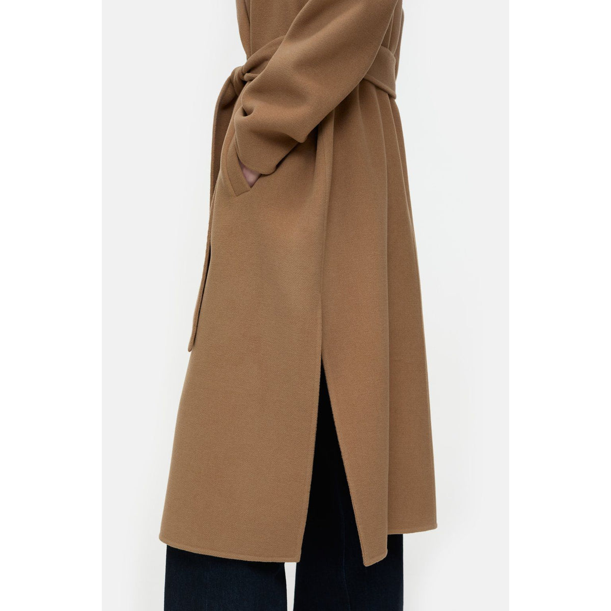 Women's DoubleFace Coat in Biscotti Brown by Closed, showing the coat's front view with a plush, double-layered fabric design.