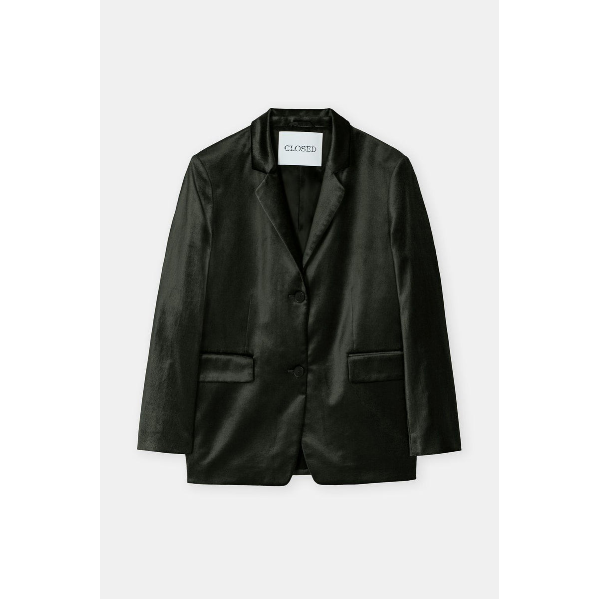 Women's Lola Velvet Blazer in Irish Coffee by Closed Women's, shown in a stylish close-up with a tailored fit.