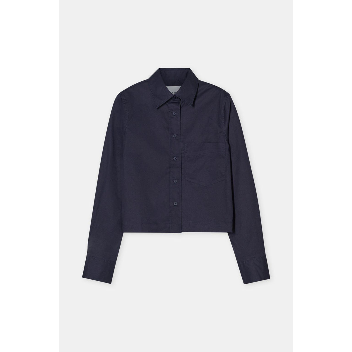 Dark Night women's cotton poplin blouse from Closed Women's, short-sleeve with a relaxed fit and classic collar.