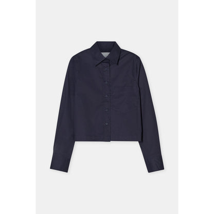 Dark Night women's cotton poplin blouse from Closed Women's, short-sleeve with a relaxed fit and classic collar.