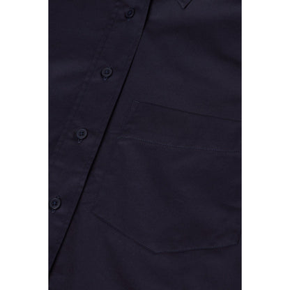 Women's dark night cotton poplin blouse by Closed, featuring a short, fitted design with a classic collar and button-front closure.