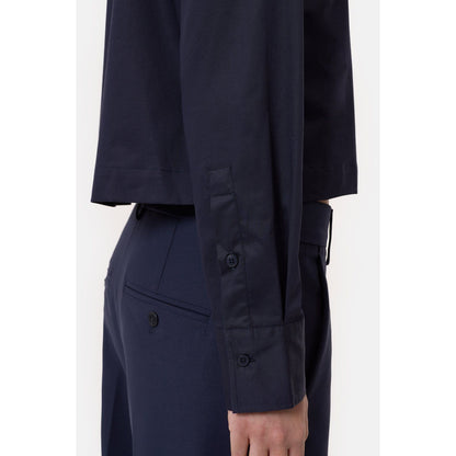 Women's dark night short cotton poplin blouse from Closed Women's, featuring a classic fit and breathable fabric.