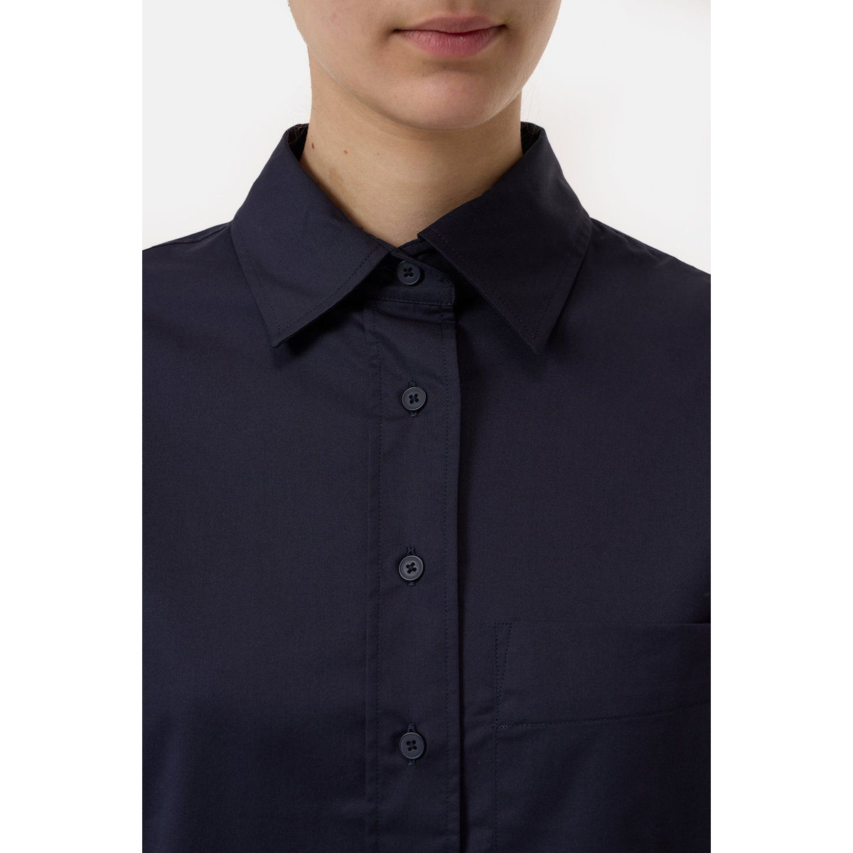 Dark Night women's cotton poplin blouse by Closed Women's, featuring a short, stylish design with a classic collar and button front.